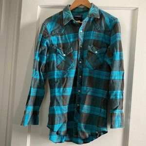Vintage Wrangler Western Flannel Snap Front Collared Shirt